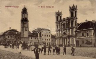 Besztercebánya Béla IV square with the shop of József Schäffer