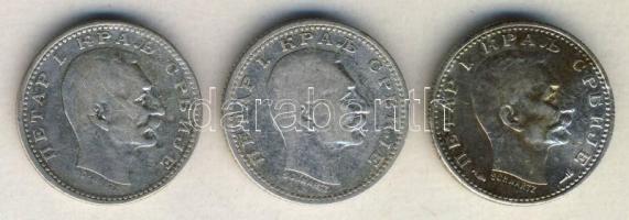 Szerbia 1904. 50P Ag + 1912. 50P Ag + 1915. 50P Ag T:2,2-,3+