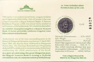 2005. 10Ft "József Attila" számozott emléklapon T:1 Csak 12000db!