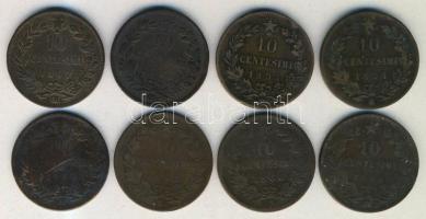Olaszország 1866OM. 10c (2x) + 1866N. 10c + 1867OM. 10c + 1867N 10c + 1893BI 10c + 1893R 10c + 1894BI 10c T:3,3-