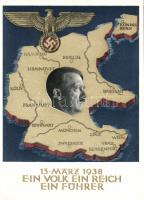 NS Propaganda, Hitler and Reich map 1938 Ga.