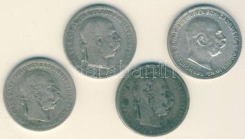 Ausztria 1893-1915. 1K Ag (4x) különböző évszámmal T:2,3