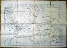 cca 1915 Stoits Gy.: Az orosz háború térképe ( néhány szakadás) / WW. I. Russian front map (some damages) 110x70 cm