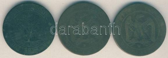 Franciaország/Második Császárság "III. Napóleon" 1853K 10c + 1855A 10c + 1855W 10c T:3 ph