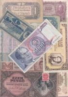 Vegyes bankjegy tétel:magyar koronák, pengők, forintok (1949. 100Ft is), jugoszláv, szlovén, csehszl...