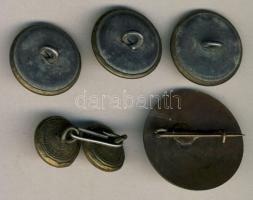5db gomb katonai egyenruhához + "Honvédelemért" jelvény T:2