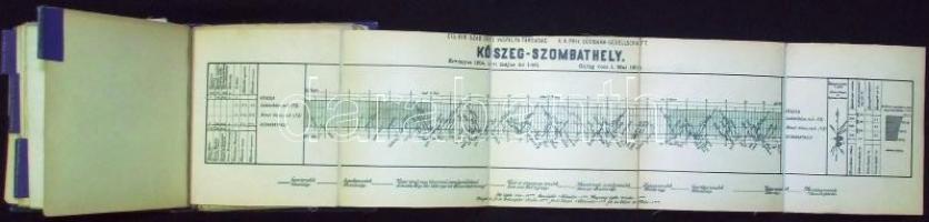 1904 Cs. és Kir. Déli Vaspálya Társaság Menetrend ábrák. Térképes menetrend-füzet 9 db kiahajtható 5...
