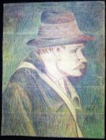 Farkas jelzéssel: Vándor, ceruza-papír 28x38 cm (apró szakadások)