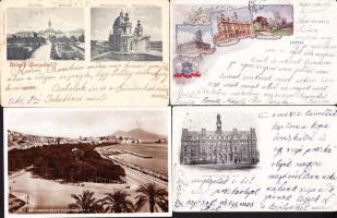 39 db vegyes, érdekes, háború előtti európai városképes lap vegyes minőségben, közte sok brit / 39 mixed town-view cards