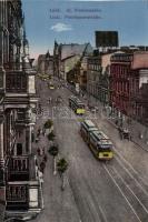 Lodz Piotrkowska street with trams (cut)