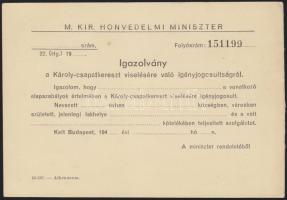Károly-csapatkereszt viselésére jogosító igazolvány, kitöltetlen-hátulján a tiroli légió parancsnokáról (Vitalis) leírás