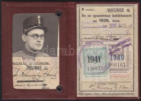 1936. Utazási Igazolvány rendőri alkalmazottak számára, fotóval