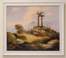 Árkossy István (1943): Letűnt korok dicsősége, olaj-farost, jelzett, keretben 70x60 cm
