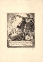 Sterbenz Károly (1901-1993) Ex libris, rézkarc-papír, jelzett 15x22 cm