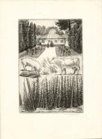 F... jelzéssel:  rézkarc-papír 15x22 cm