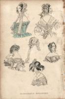 XIX. sz. Divat  kőnyomat / Fashion lithography 10x16 cm