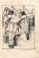 Keleti Jenő (1920-1986):  4 db linómetszet, jelzett, (foltosak) 14x21 cm