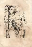 Keleti Jenő (1920-1986):  4 db linómetszet, jelzett, (foltosak) 14x21 cm