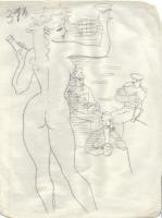 Jelzés nélkül: 2 db erotikus ceruzarajz 21x28 cm