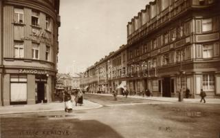 Hradec Králové with the art shop of Marie Kieslich and bank