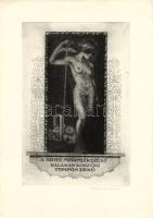 Révész Kornél (1885-1944) Erotikus ex libris, rézkarc-papír, jelzett, 16x23 cm