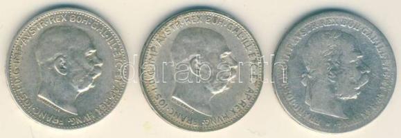 Ausztria 1894-1915. 1K Ag (3x) klf évszámmal T:2,3