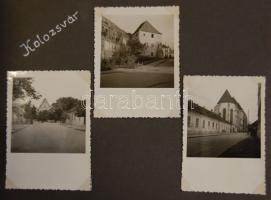 1941 Erdélyi utazás - fotóalbum sok érdekes városképes fotóval Zilah, Marosvásárhely, Bánffyhunyad, stb... Össz: 61 db/ Photo album with many interesing town-view photos from Transylvania 61 pcs