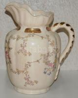 XIX. sz.: Jelzés nélküli, kézzel festett szép porcelán vizes kancsó jó állapotban / Old French hand painted chinaware water jug