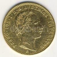 Ausztria/magyar verdejel 1860B Dukát Au "Ferenc József" T:2,2- apró ph. R! /  Austria/hungarian mint mark 1860B Ducat Au "Franz Joseph I" Kremnitz (3.47g) C:XF,VF small edge fault R!