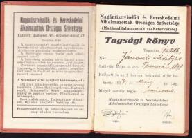1917 Magántisztviselők és Kereskedelmi Alkalmazottak Országos Szövetsége Tagsági könyv 8 db szakszervezeti bélyeggel