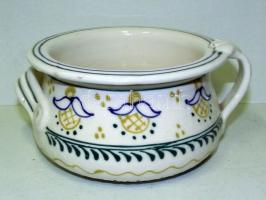 Népi mintájú kerámia tál hajszálrepedésekkel d:14cm