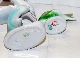 4 db klf porcelán figura: medve, sirály, delfin, hal