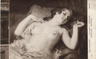 Abandon, erotic art postcard, Salon d'Hiver 1913 s: J. Scalbert, Erotikus művészlap, Salon d'Hiver 1913 s: J. Scalbert
