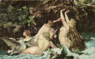 Nymphs, erotic s: Hans Makart