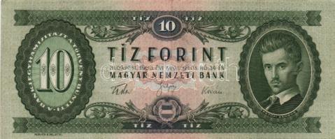 1949. 10Ft ferde előlapi nyomattal + 1957. 10Ft + 1960. 10Ft + 1962. 10Ft T:II-,III+