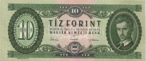 1949. 10Ft ferde előlapi nyomattal + 1957. 10Ft + 1960. 10Ft + 1962. 10Ft T:II-,III+