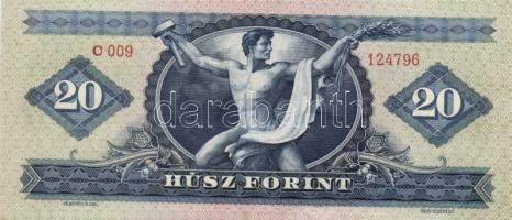 1949. 20Ft elő -és hátlapi átlós nyomat eltolódás T:I
