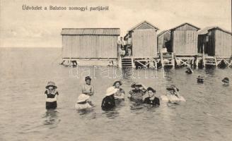 Balaton somogyi part, fürdőzők