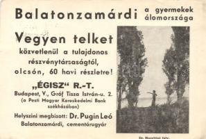 Balatonzamárdi Égisz Rt. telekvásárlási reklám