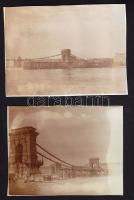 1914-15 a Lánchíd átépítés alatt - 2 db régi fotó papírlapra felragasztva
