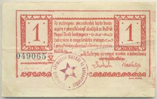 Esztergom 1919. 1K az előlap gépszinátnyomatával T:III