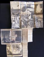 1937 A Hindenburg léghajó katasztrófájáról tudósító amerikai újságkivágás képekkel. A katasztrófa a Zeppelin korszak végét jelentette / 1937 Cut-out from an US magazine sreening the catastrophy of Hindenburg Zeppelin wich put an end to the Zeppelin-era