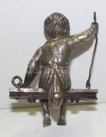 Hintázó kisfiú figura fémből frakkján gombbal / Swinging boy metal figure 8 cm