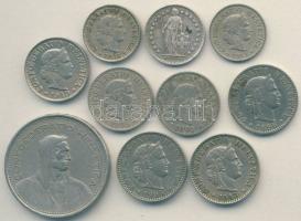 Svájc 60db klf forgalmi éremgyűjtemény ezüstökkel, közte: 1979. 5Fr "Einstein" 2klf darabj...