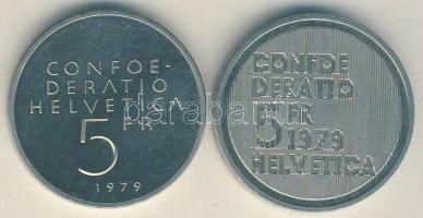 Svájc 60db klf forgalmi éremgyűjtemény ezüstökkel, közte: 1979. 5Fr "Einstein" 2klf darabj...