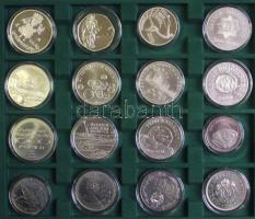Nagyon szép gyűjtemény, forint emlékveretek, összesen 16db: 1969. 100Ft Ag "Tanácsköztársaság" T:BU + 1970. 100Ft Ag "Felszabadulás" T:BU + 1972. 50Ft Ag + 100Ft Ag "Szt.István" pár T:BU + 1990. 100Ft "SOS Gyermekfalu" T:PP + 1994. 1000Ft Ag "Védd a világot" T:BU + 1994. 1000Ft Ag "Nyári olimpia-Atlanta" T:BU + 1995 1000Ft Ag "Nyári olimpia-Atlanta" T:BU Csak 5000db! s: Kutas + 1995. 1000Ft Ag "Pannonhalma" T:BU + 1995. "Integráció az EU-ba-ECU" 1000Ft Ag T:BU CSak 5000db! + 1996. 2000Ft Ag "50 éves a Ft" T:BU Csak 5000db! + 1997. 2000Ft Ag "Integráció az EU-ba - EURO I" T:BU Csak 3000db! + 1998. 2000Ft Ag "1848-49. forradalom.." T:BU + 1998. 2000Ft Ag "UNICEF-A világ gyermekei" T:PP + 1999. 2000Ft Ag "Nyári olimpia-Sydney" T:PP + 1999. 2000Ft Ag "A 2000. évforduló" T:PP