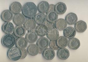 Nagy-Britannia 7Ł értékű forgalmi érme, benne 50p + 10p (2x) + 20p (31x) T:vegyes