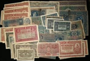 64db klf forgalmi bankjegy a korona pénzrendszer időszakából, különféle felülbélyegzésekkel és jobb darabokkal! T:vegyes