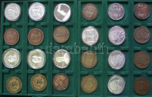 46db-ból álló emlékérem gyűjtemény kivehető tálcás éremtartó dobozban, köztük Ag és Br párok: "...
