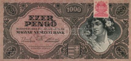 1945. 1000P "B" lemezhibás bélyeggel T:I